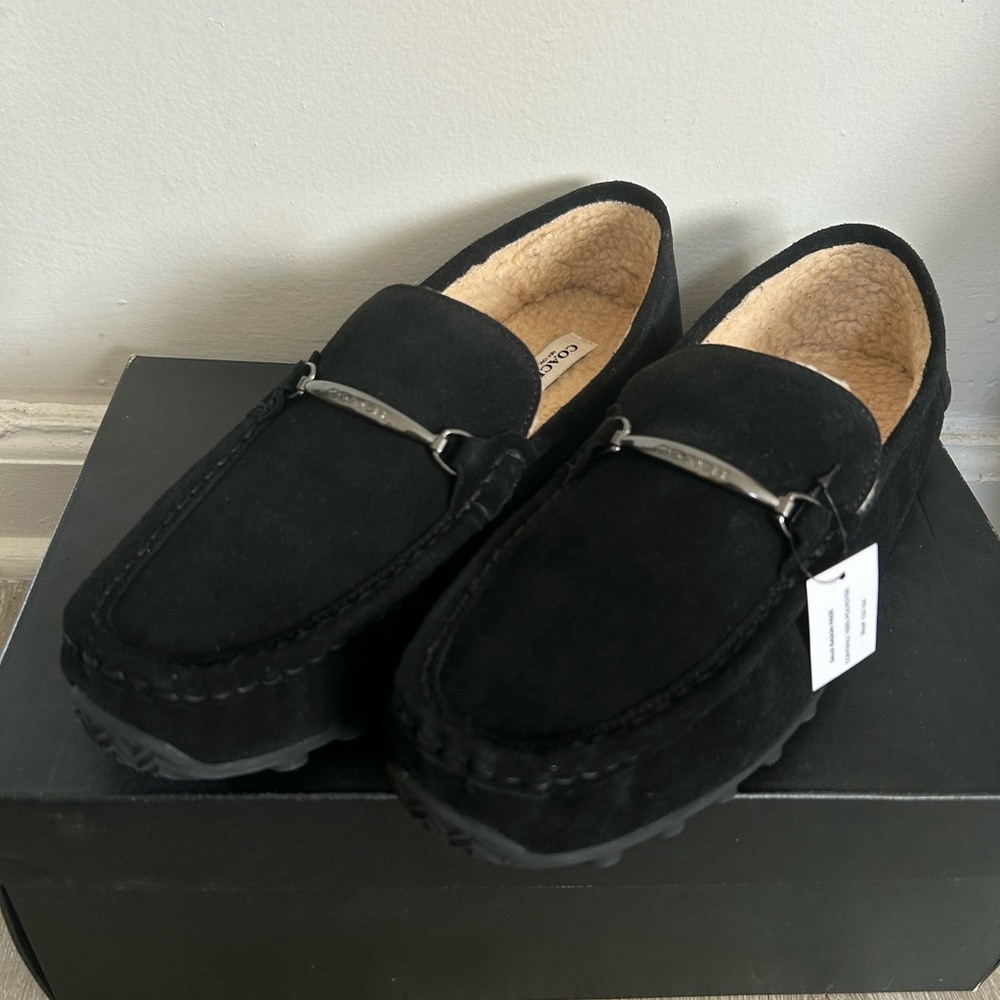 Coach Black Suede Leather Loafers